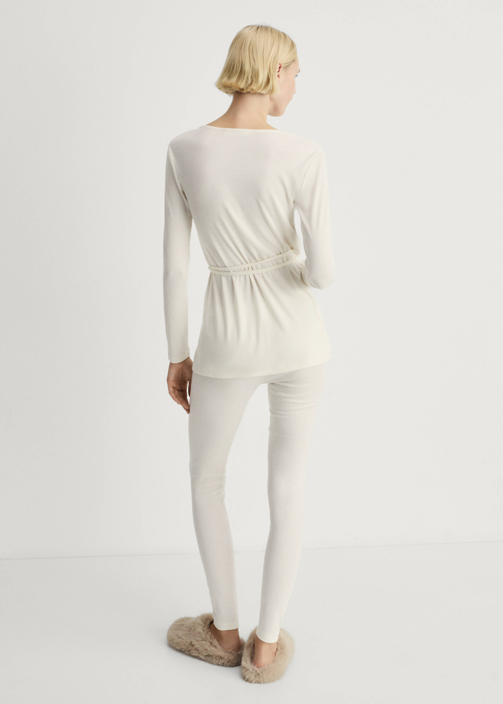 Rib-knit cardigan with tie - Reverse of the article