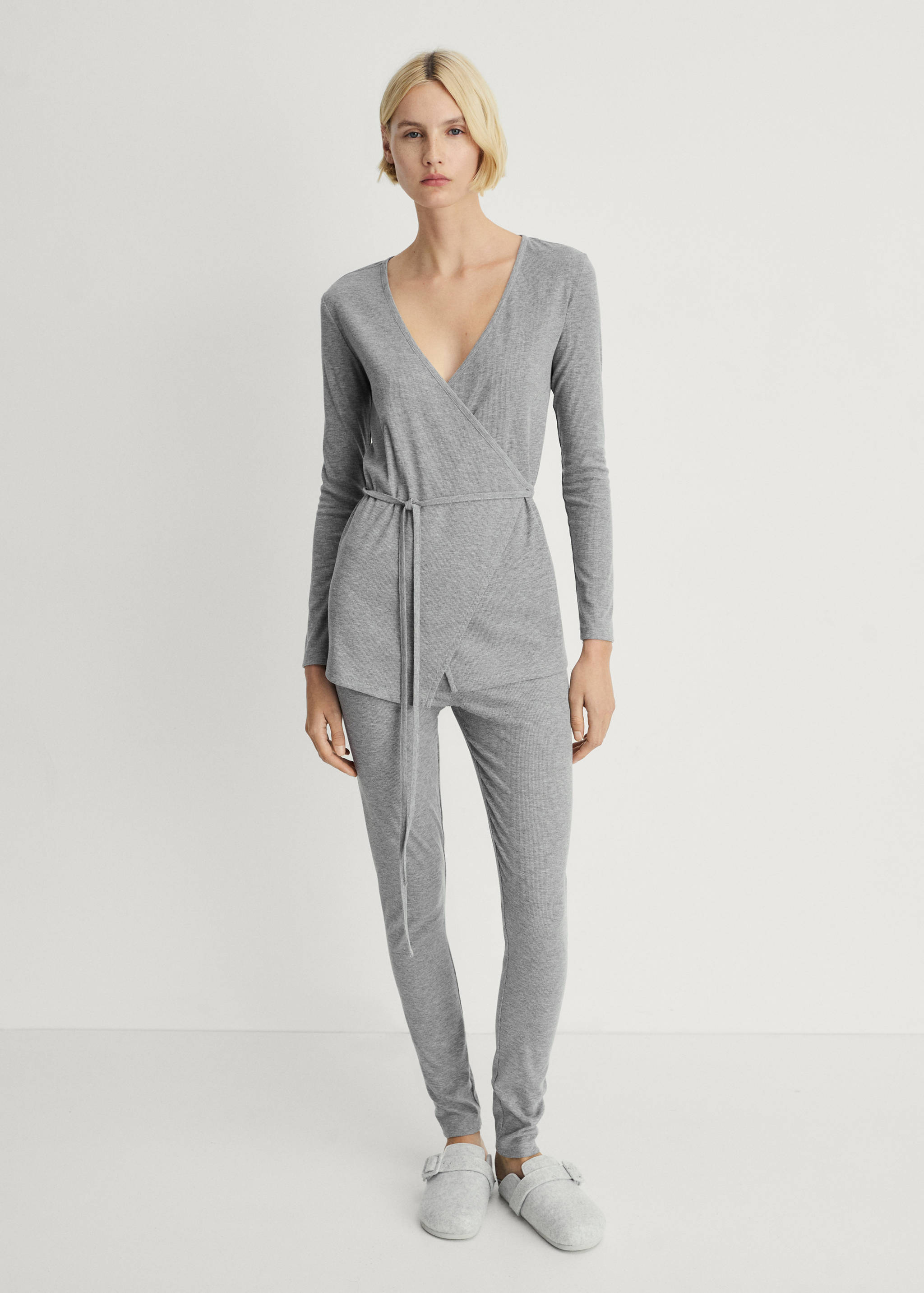 Rib-knit cardigan with tie - General plane