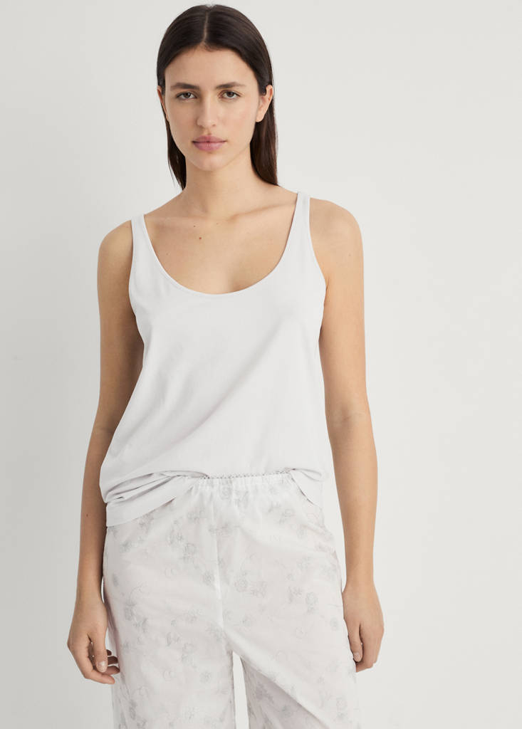 Pyjama top with straps — White
