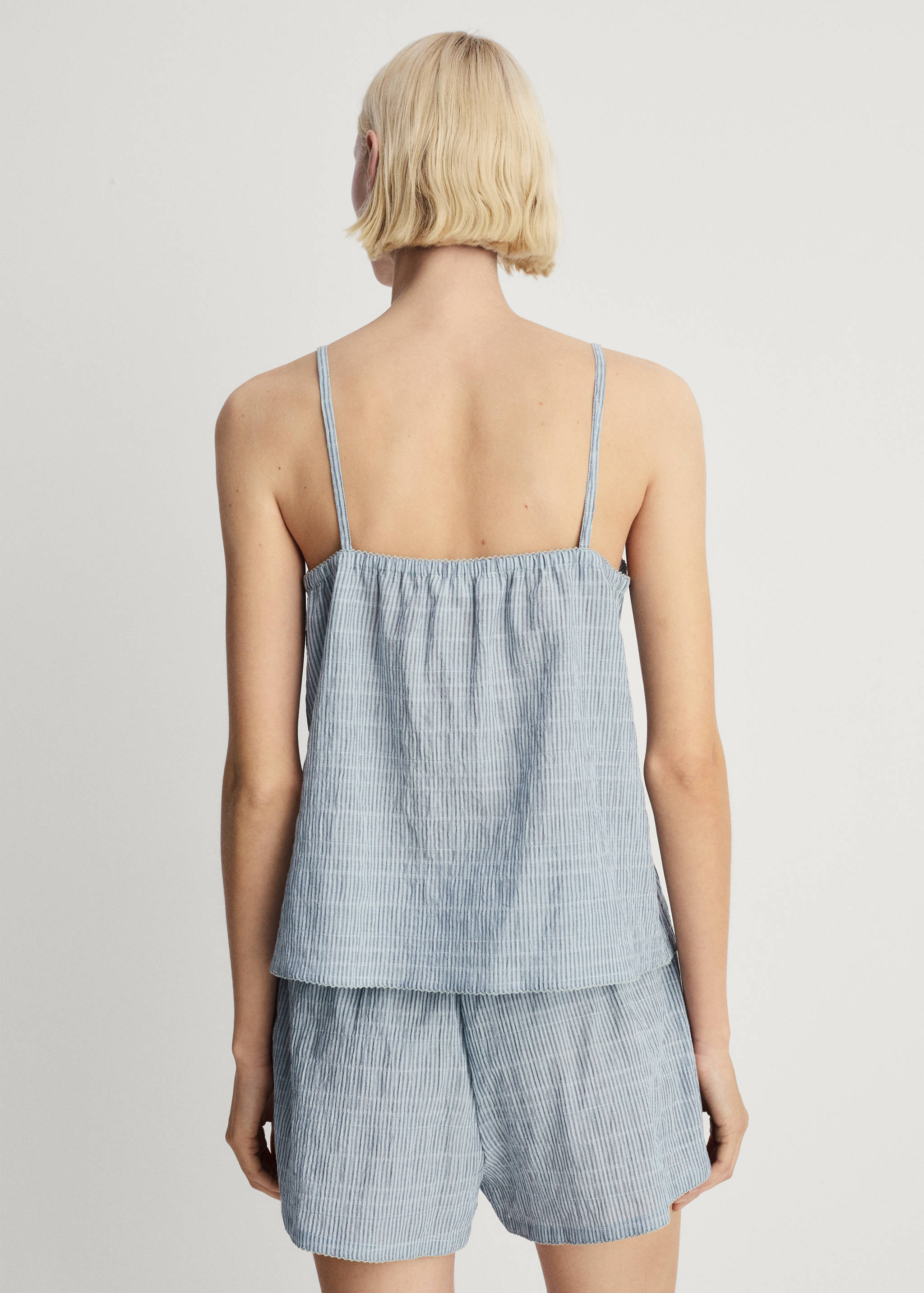 Two-piece cotton woven stripe seersucker pajamas - Reverse of the article