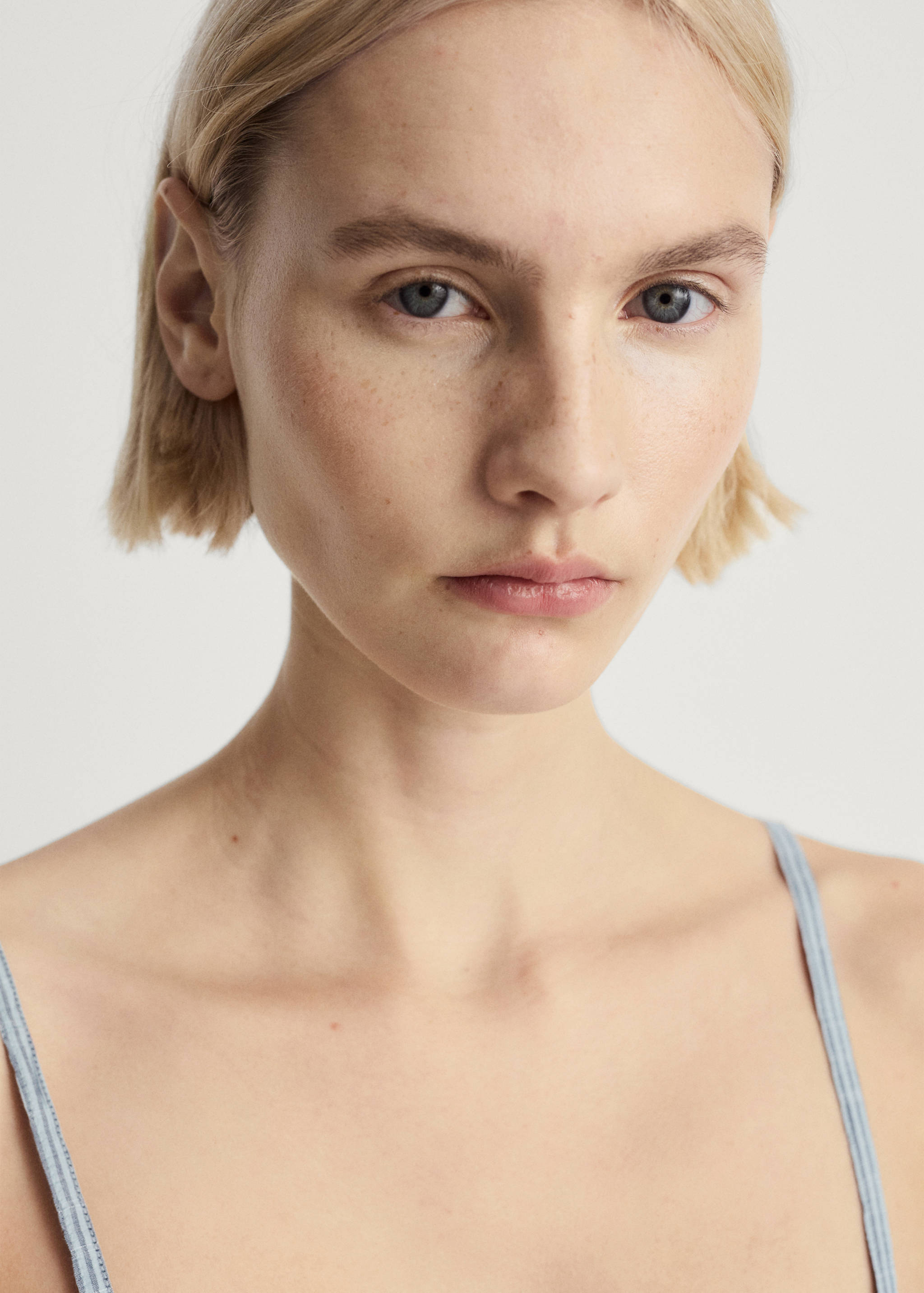 Two-piece cotton woven stripe seersucker pajamas - Details of the article 1