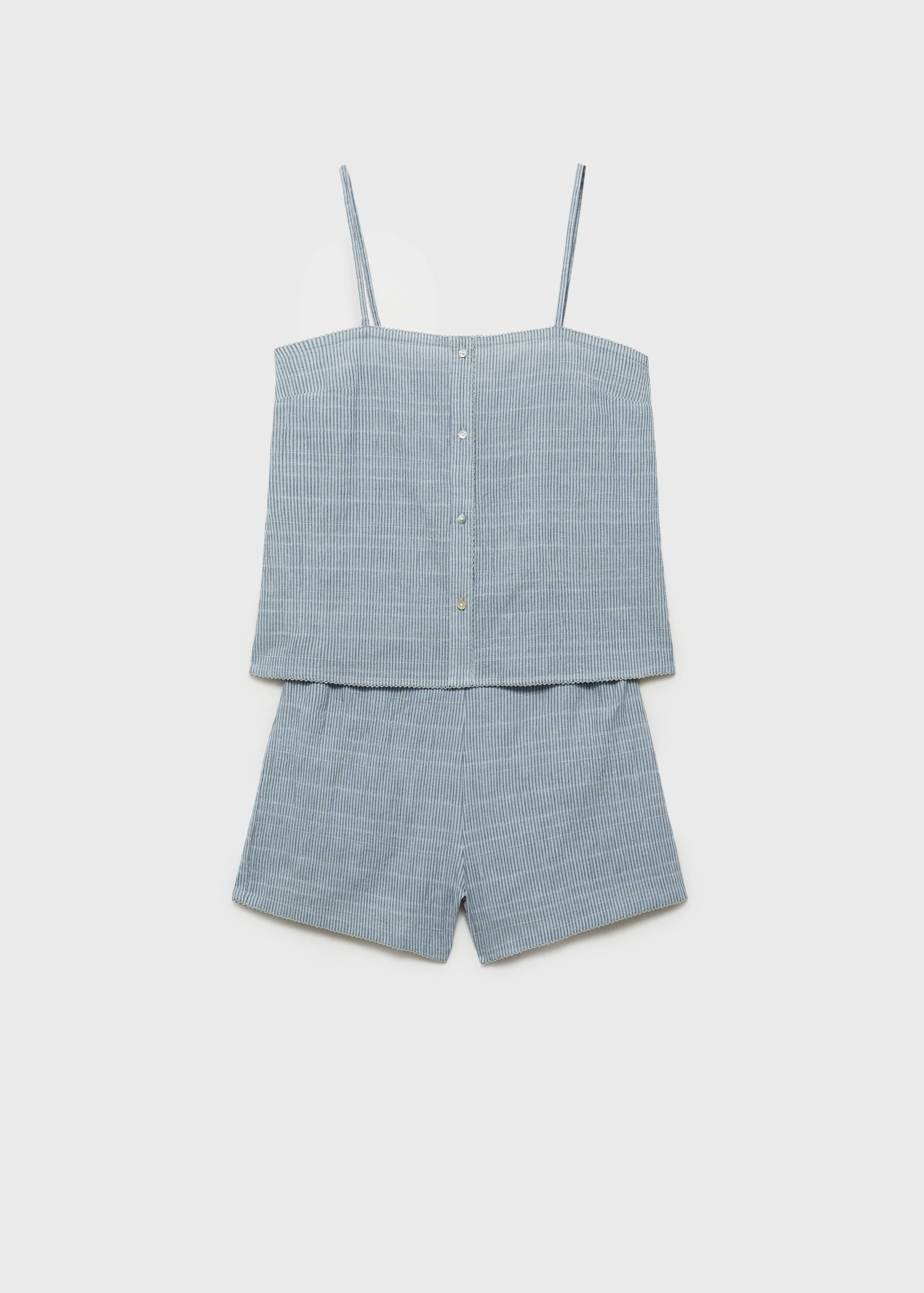 Two-piece cotton woven stripe seersucker pajamas - Article without model
