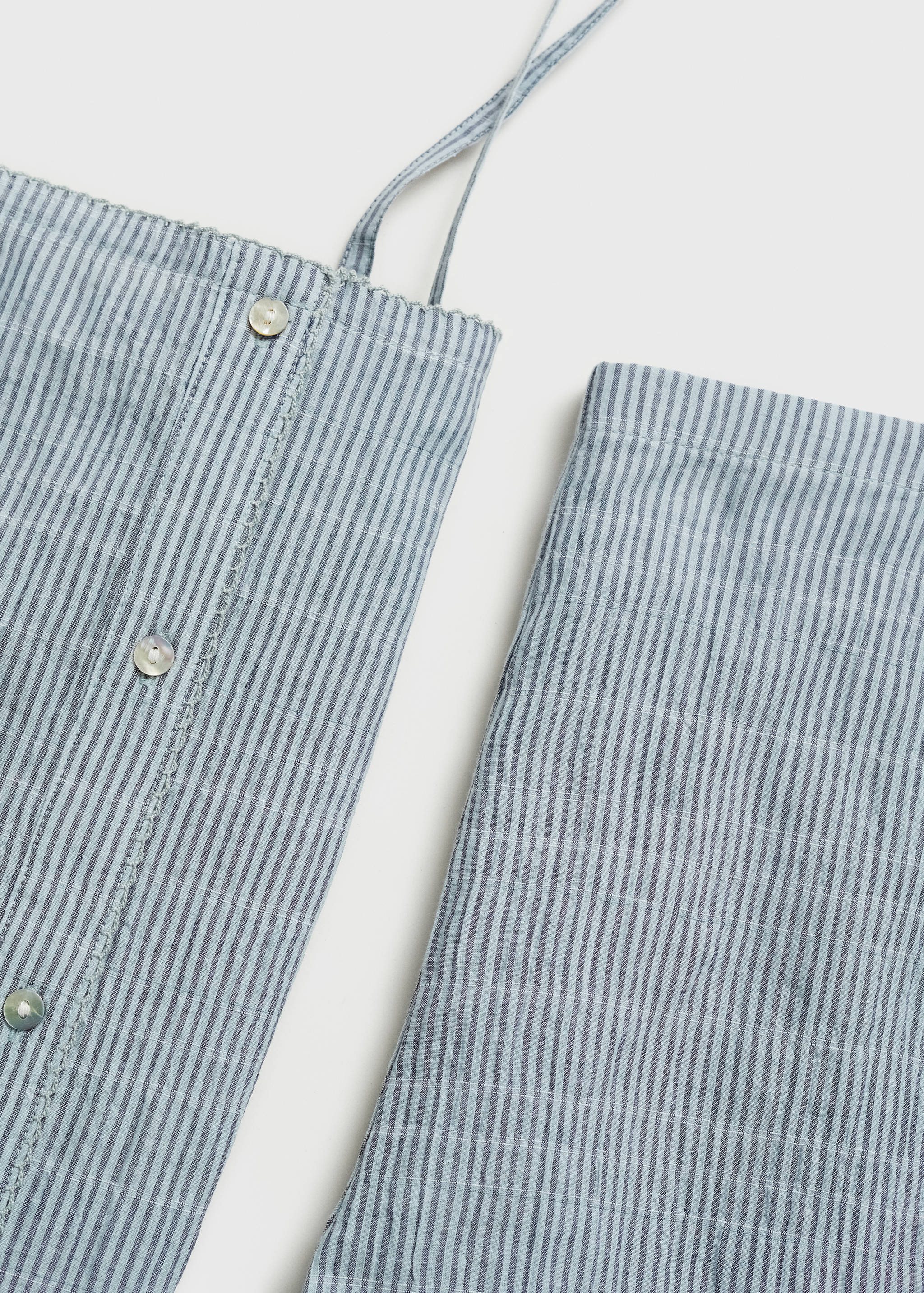 Two-piece cotton woven stripe seersucker pajamas - Details of the article 8