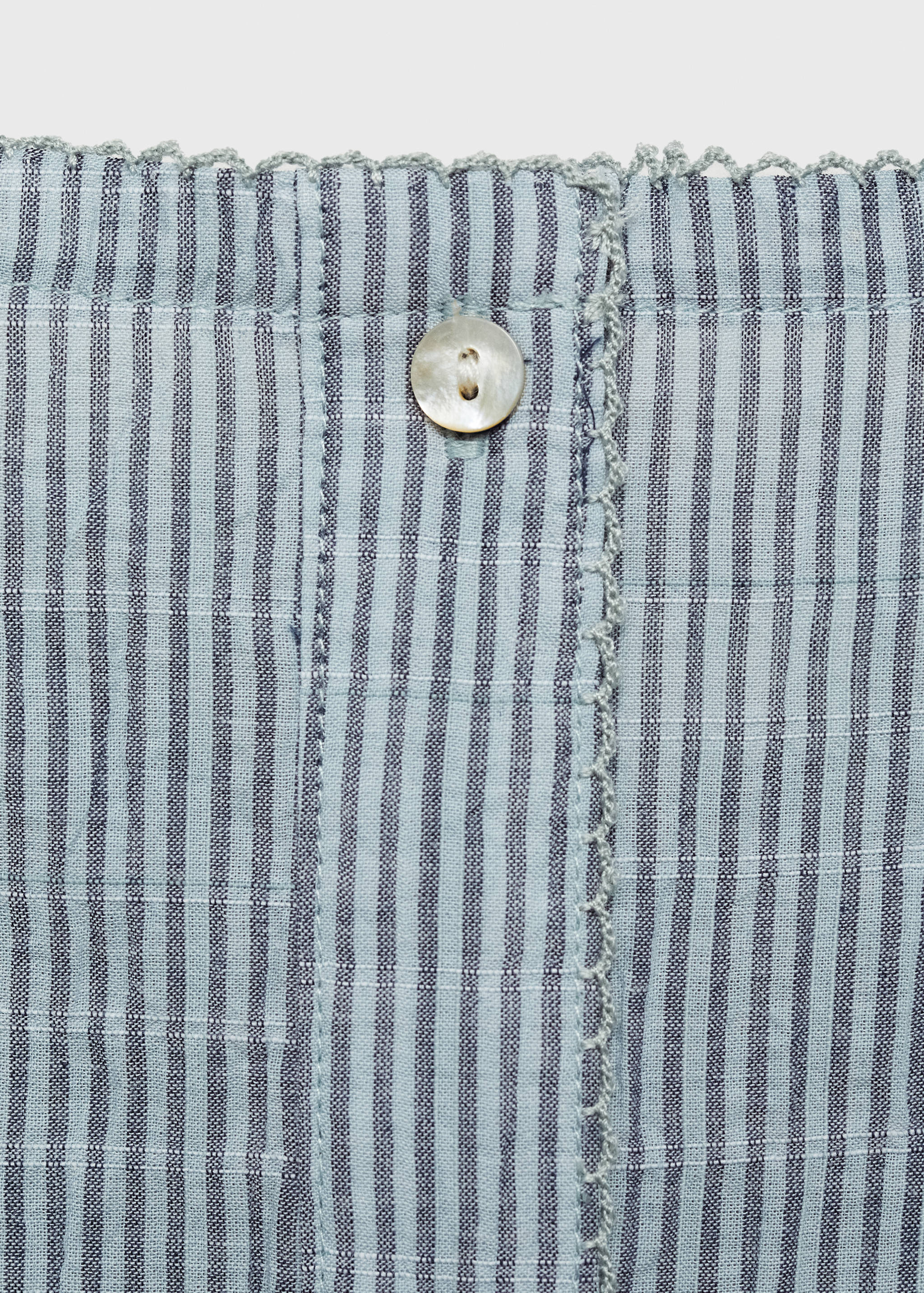 Two-piece cotton woven stripe seersucker pajamas - Details of the article 0