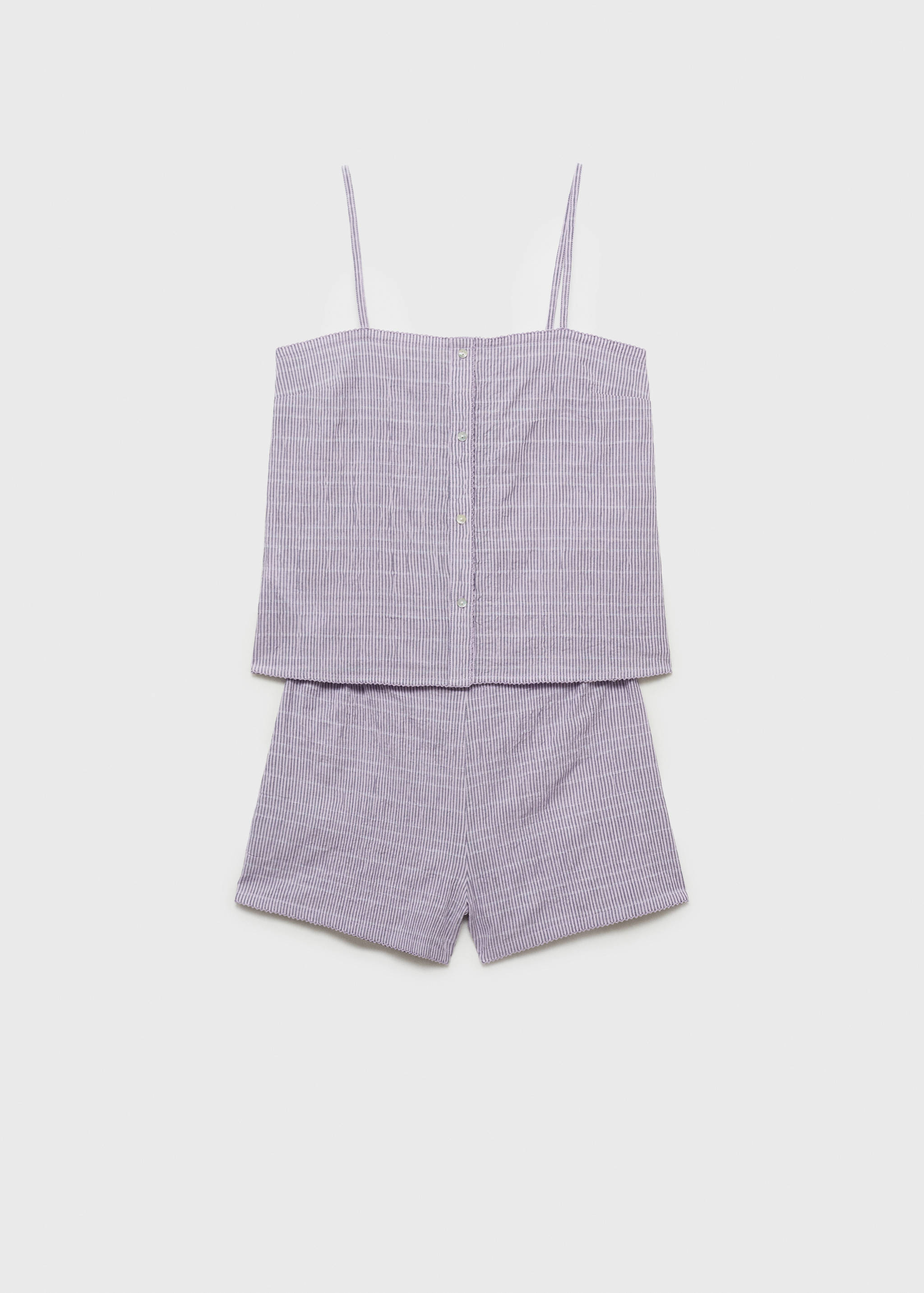 Two-piece cotton woven stripe seersucker pajamas - Article without model