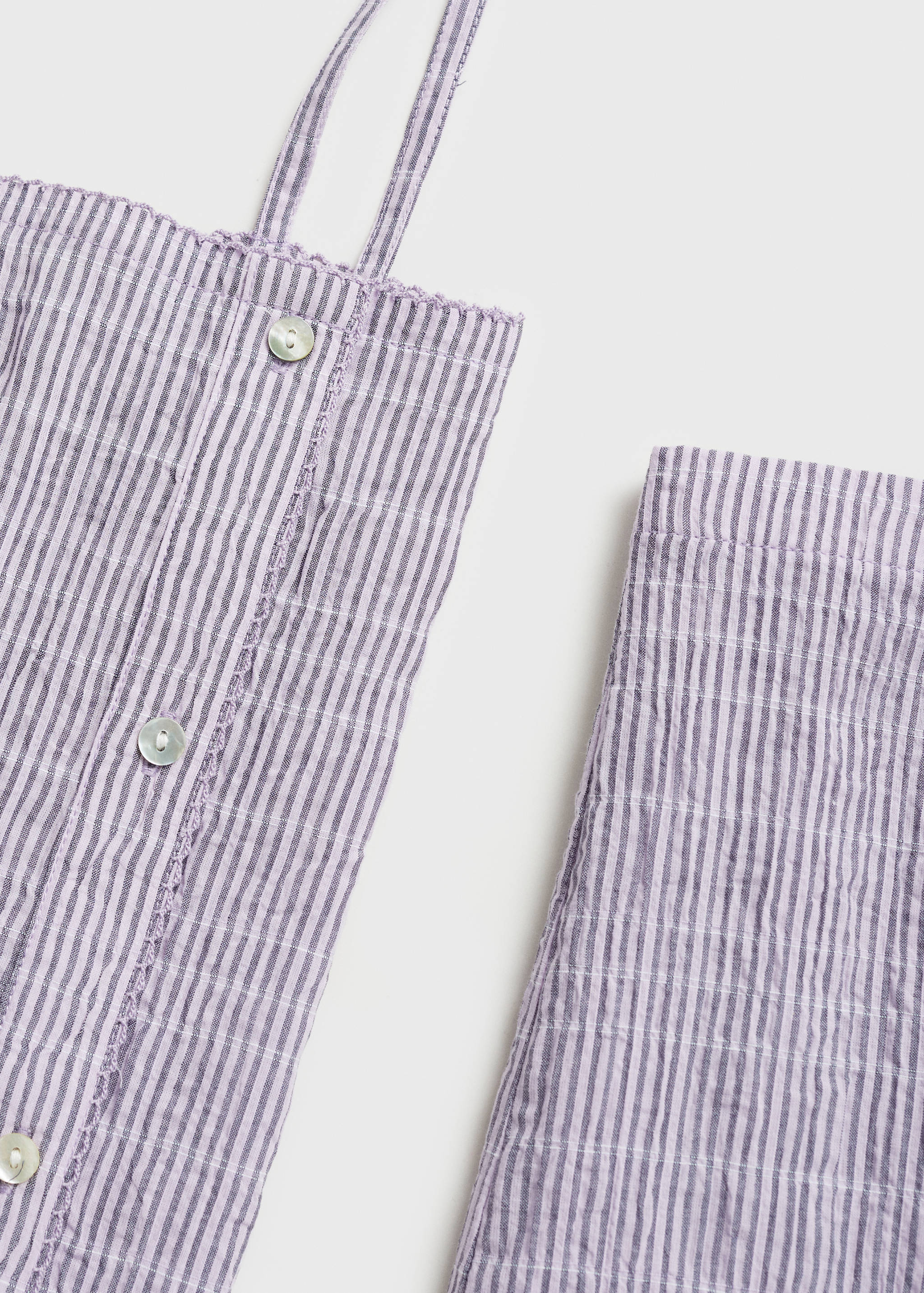 Two-piece cotton woven stripe seersucker pajamas - Details of the article 8