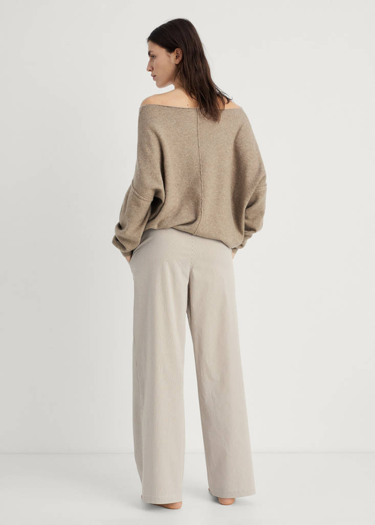 Striped pyjama trousers with elastic detail — Medium Brown