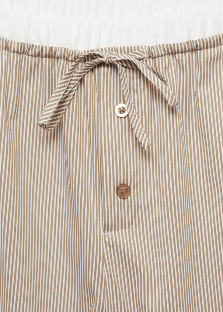 Striped pyjama trousers with elastic detail — Medium Brown