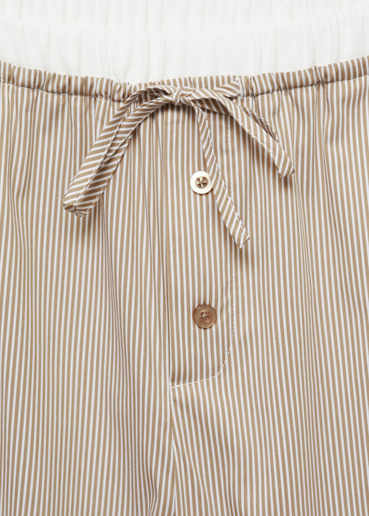 Striped pyjama trousers with elastic detail — Medium Brown