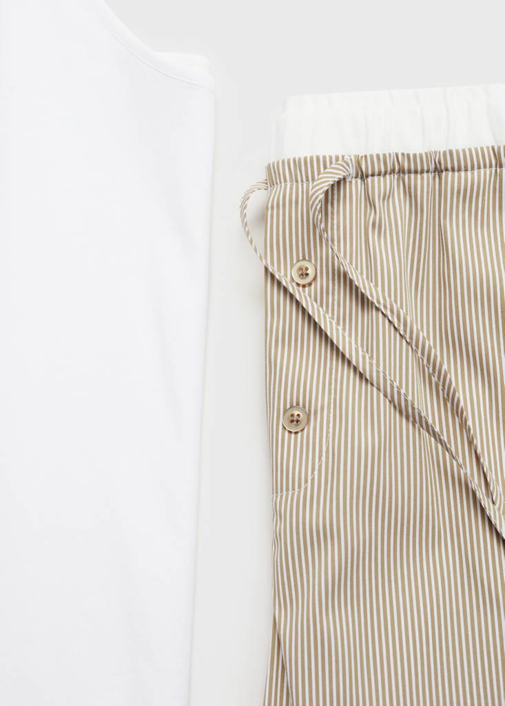Striped pyjama trousers with elastic detail — Medium Brown