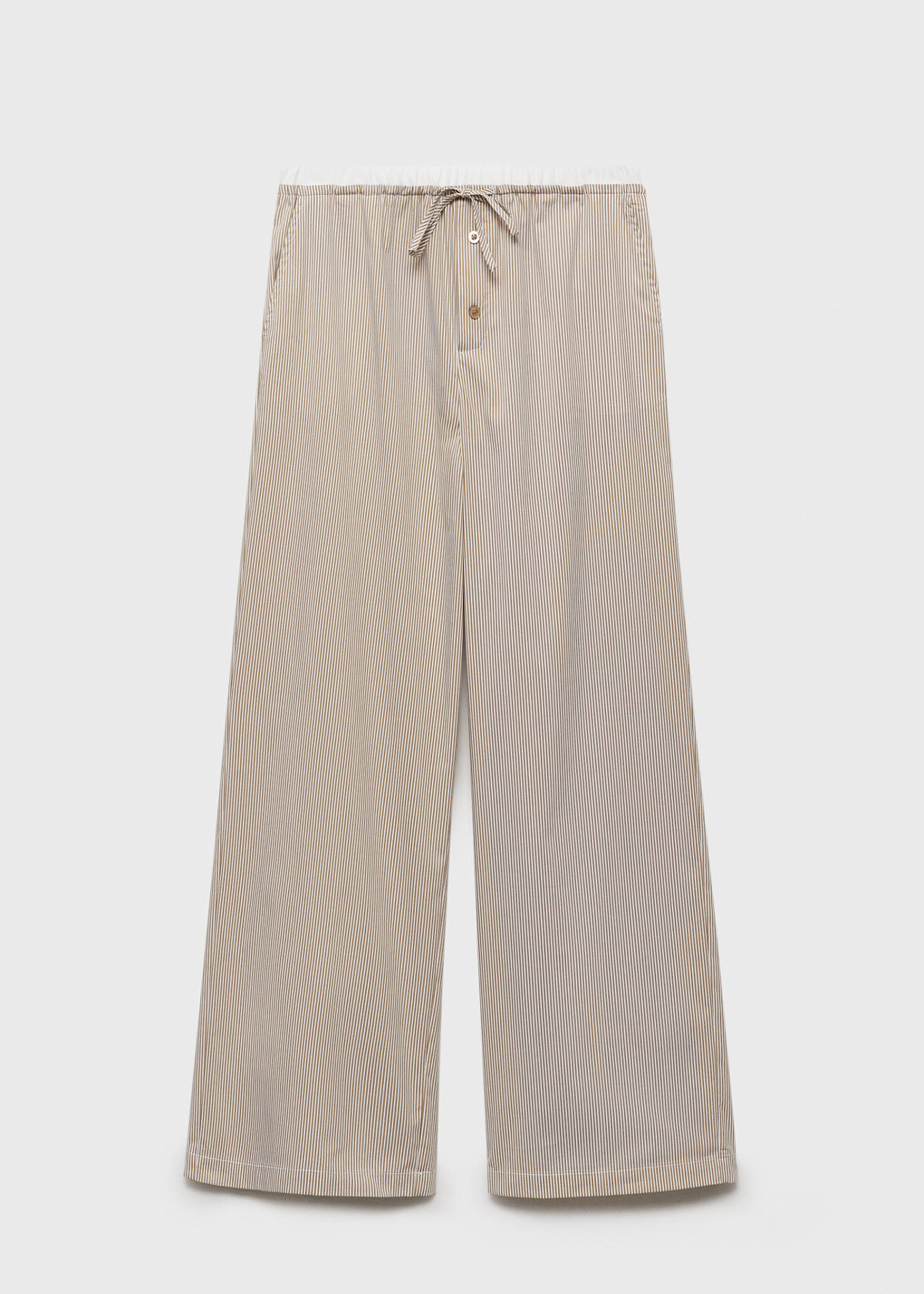 Striped pyjama trousers with elastic detail — Medium Brown