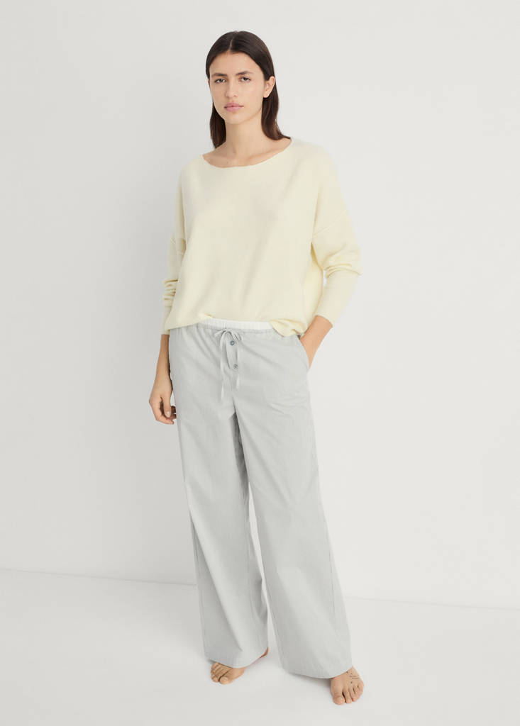 Striped pyjama trousers with elastic detail — Aqua Green