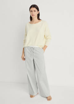 Striped pyjama trousers with elastic detail — Aqua Green 2