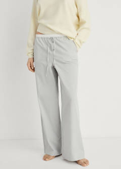 Striped pyjama trousers with elastic detail — Aqua Green 1