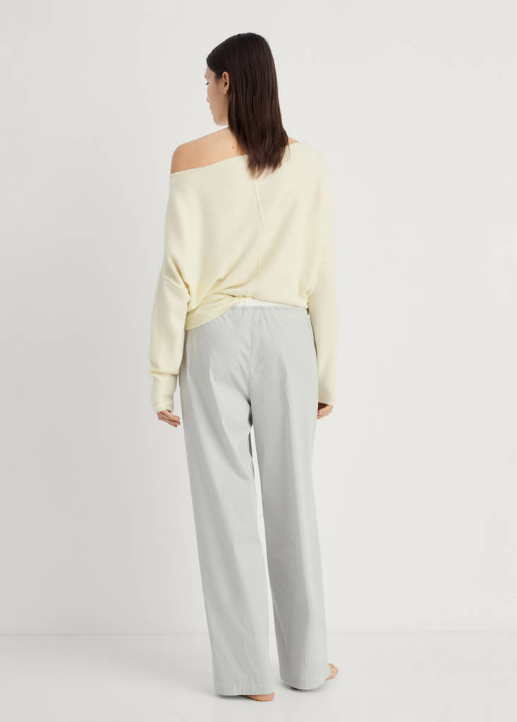 Striped pyjama trousers with elastic detail — Aqua Green