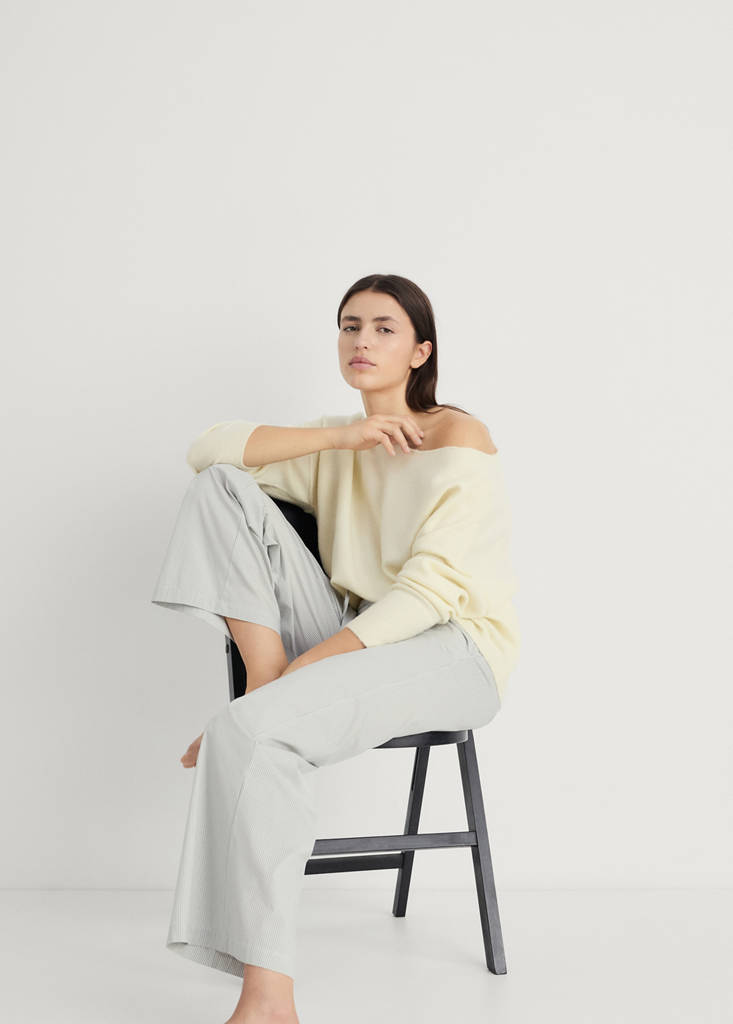 Striped pyjama trousers with elastic detail — Aqua Green