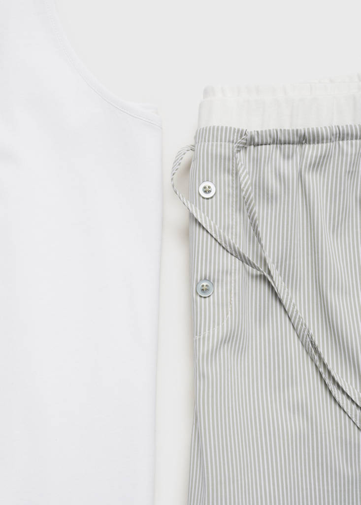 Striped pyjama trousers with elastic detail — Aqua Green