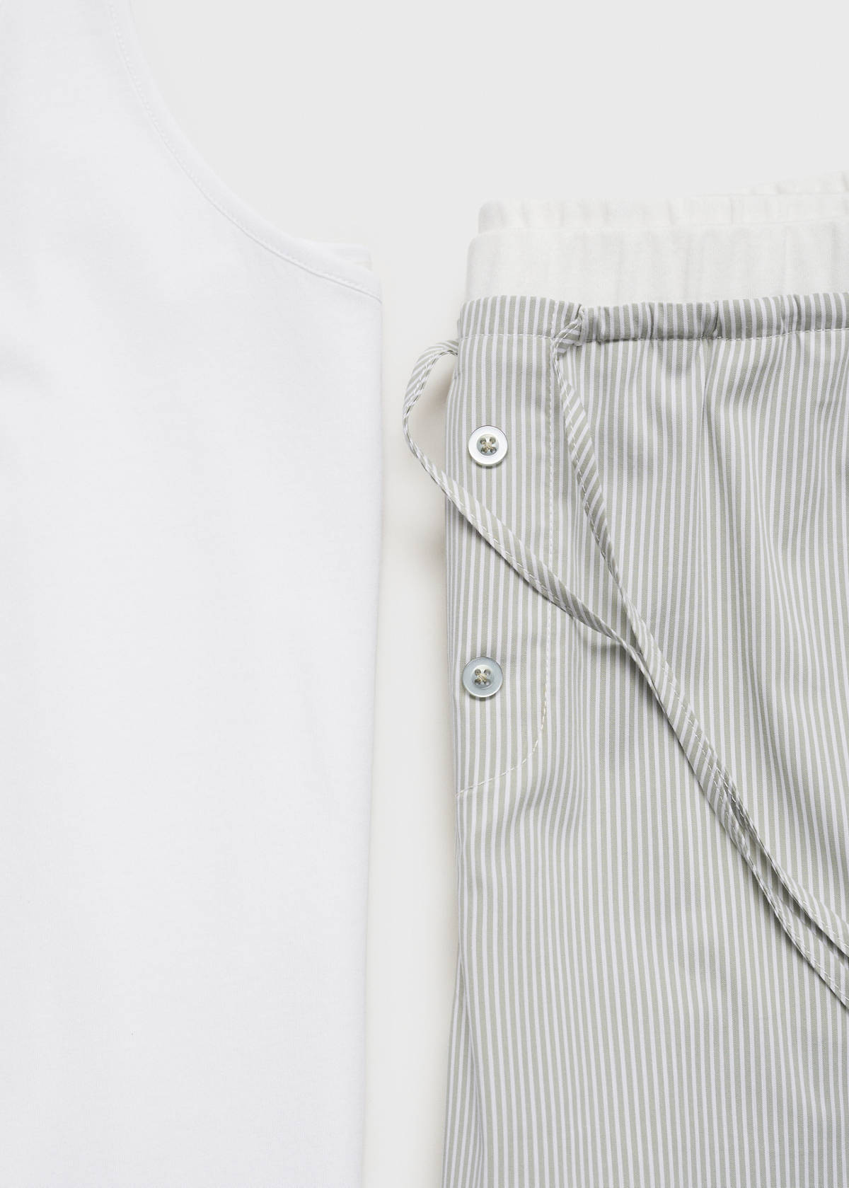 Striped pyjama trousers with elastic detail — Aqua Green