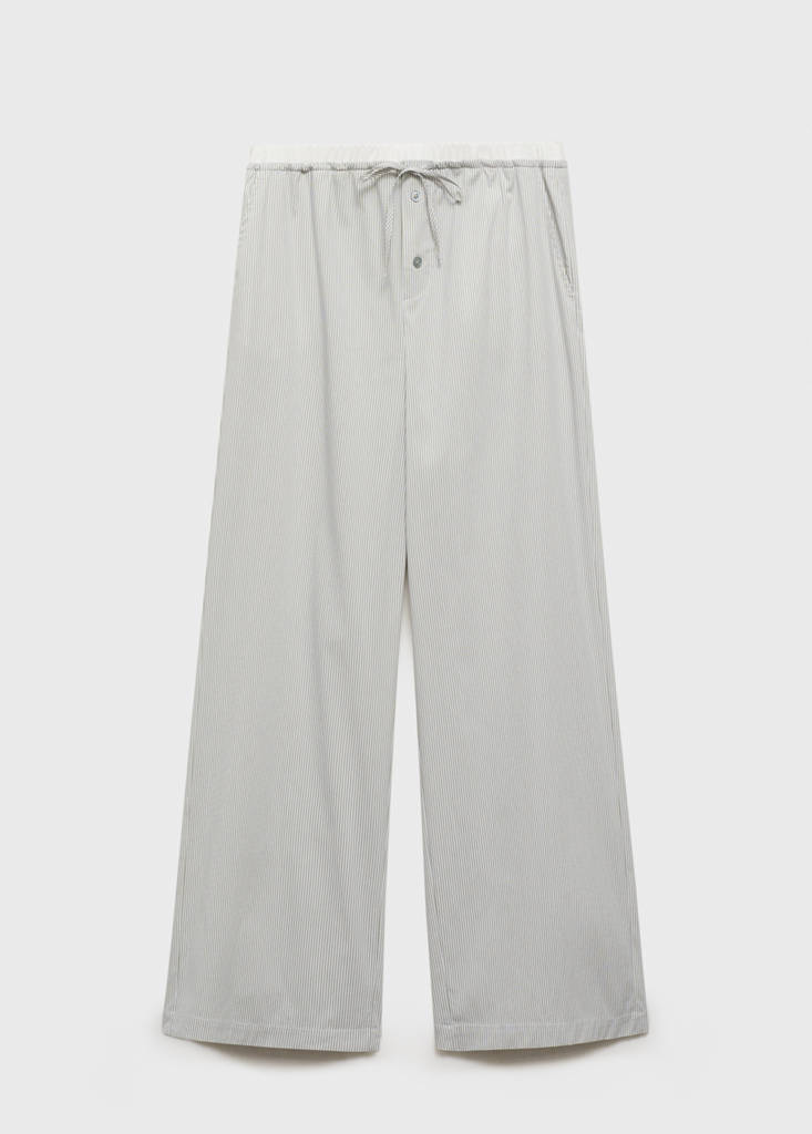 Striped pyjama trousers with elastic detail — Aqua Green