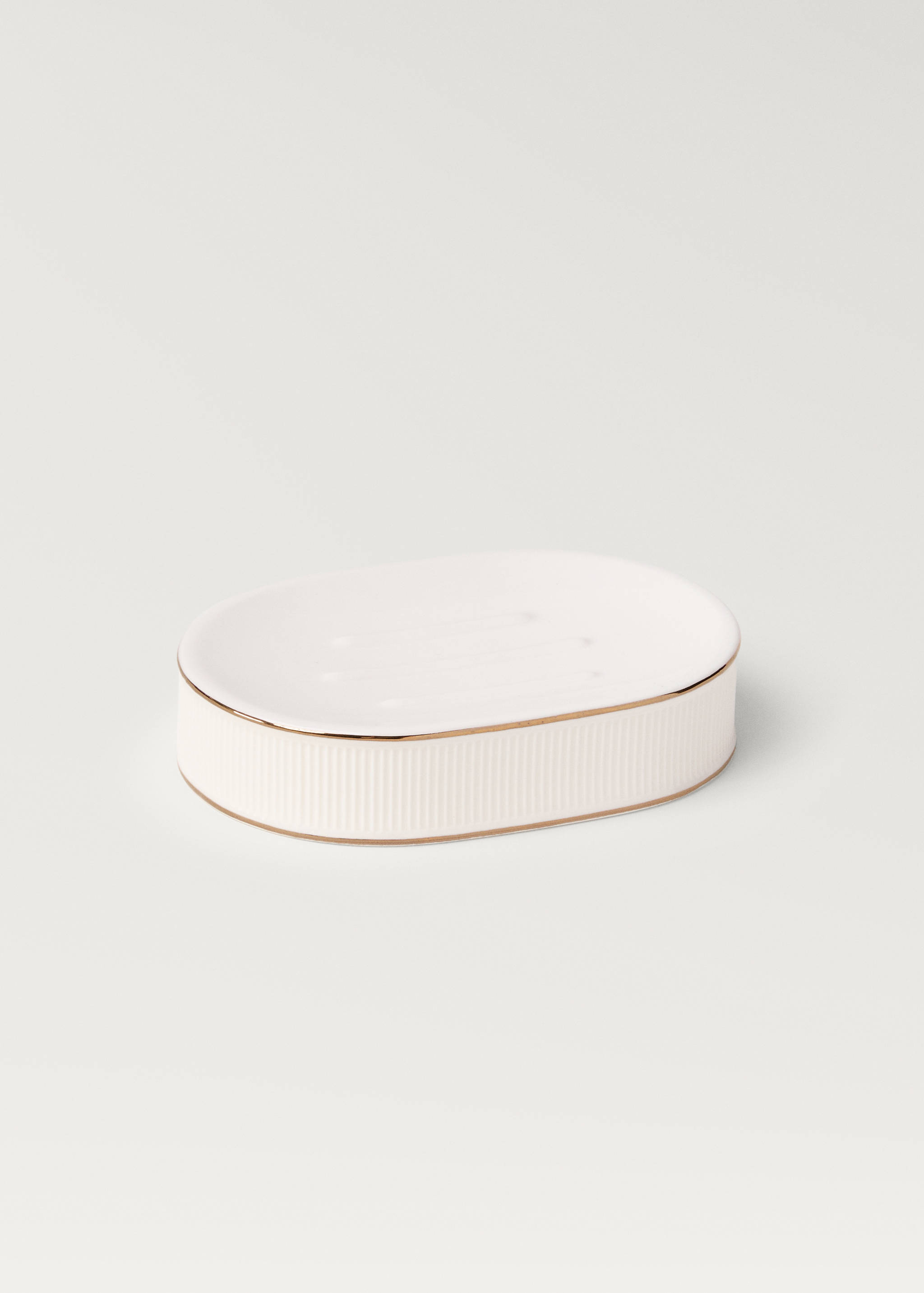 Stoneware soap dish with stripe detail - Details of the article 1