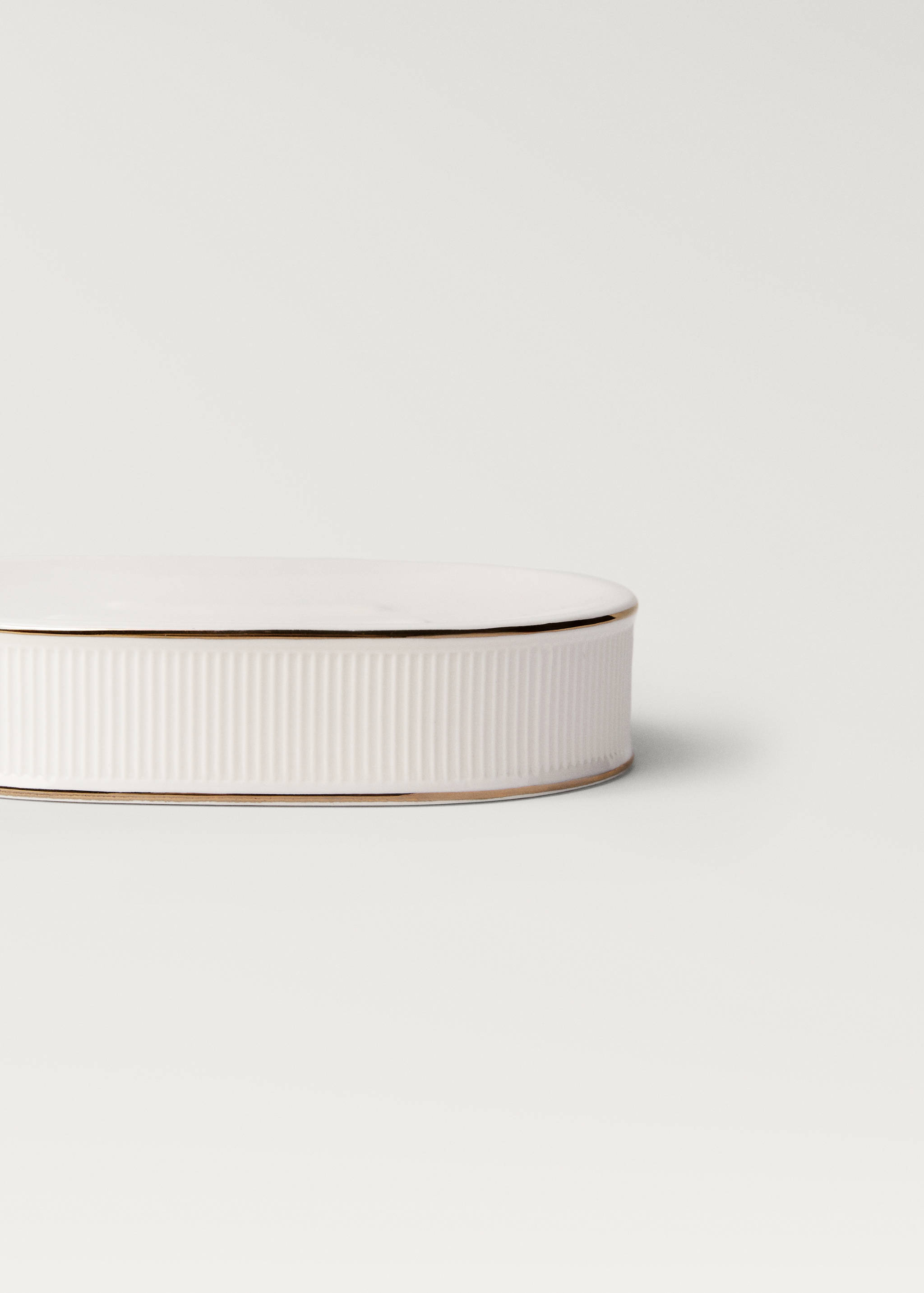Stoneware soap dish with stripe detail - Details of the article 2