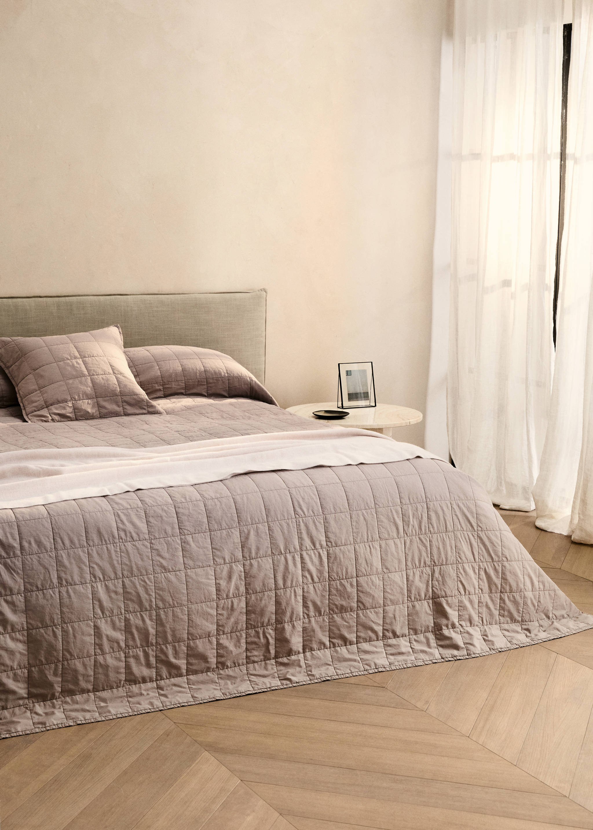 Cotton percale garment-dyed check bedspread for 90/105 cm bed - General plane