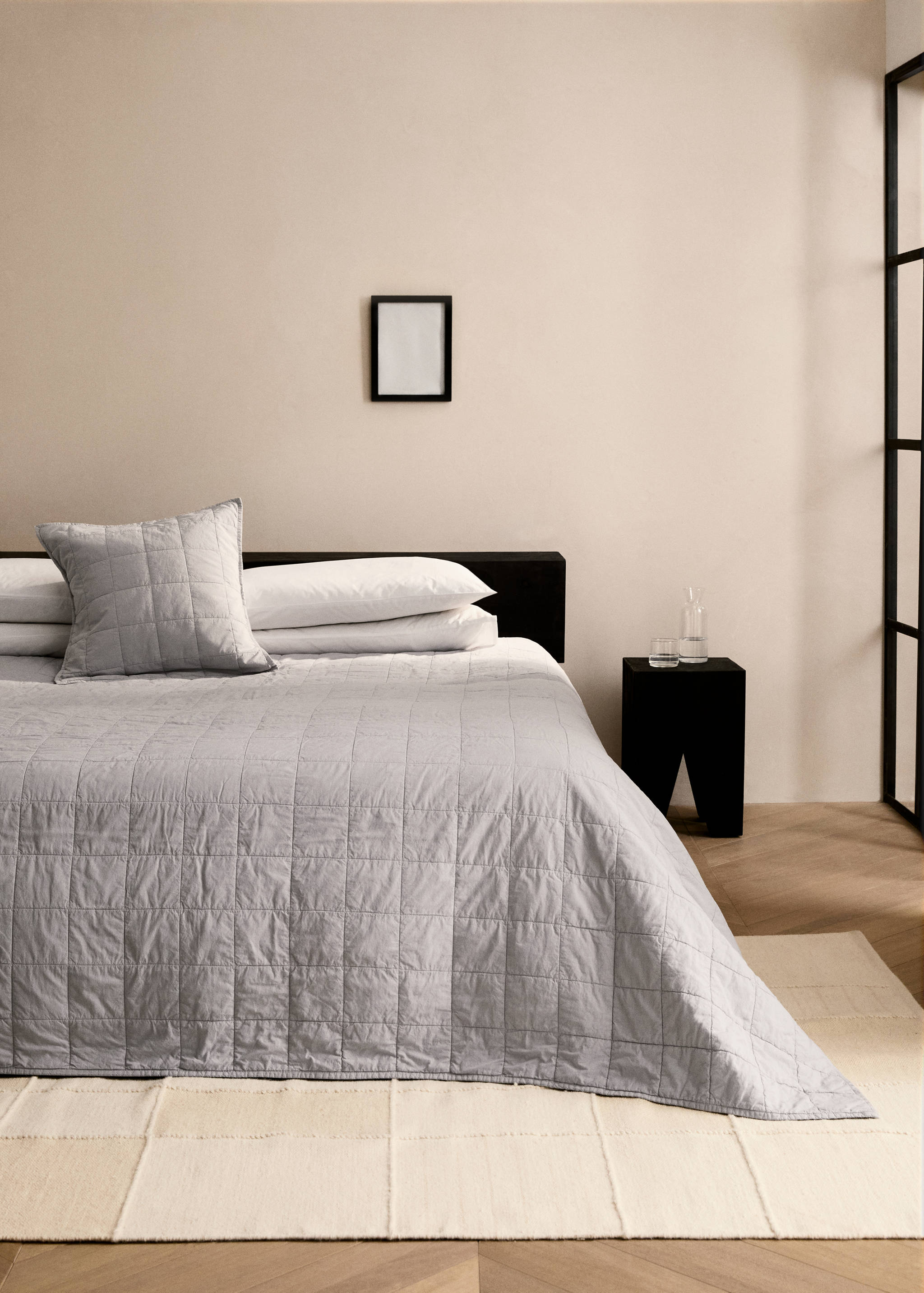 Cotton percale garment-dyed check bedspread for 90/105 cm bed - General plane