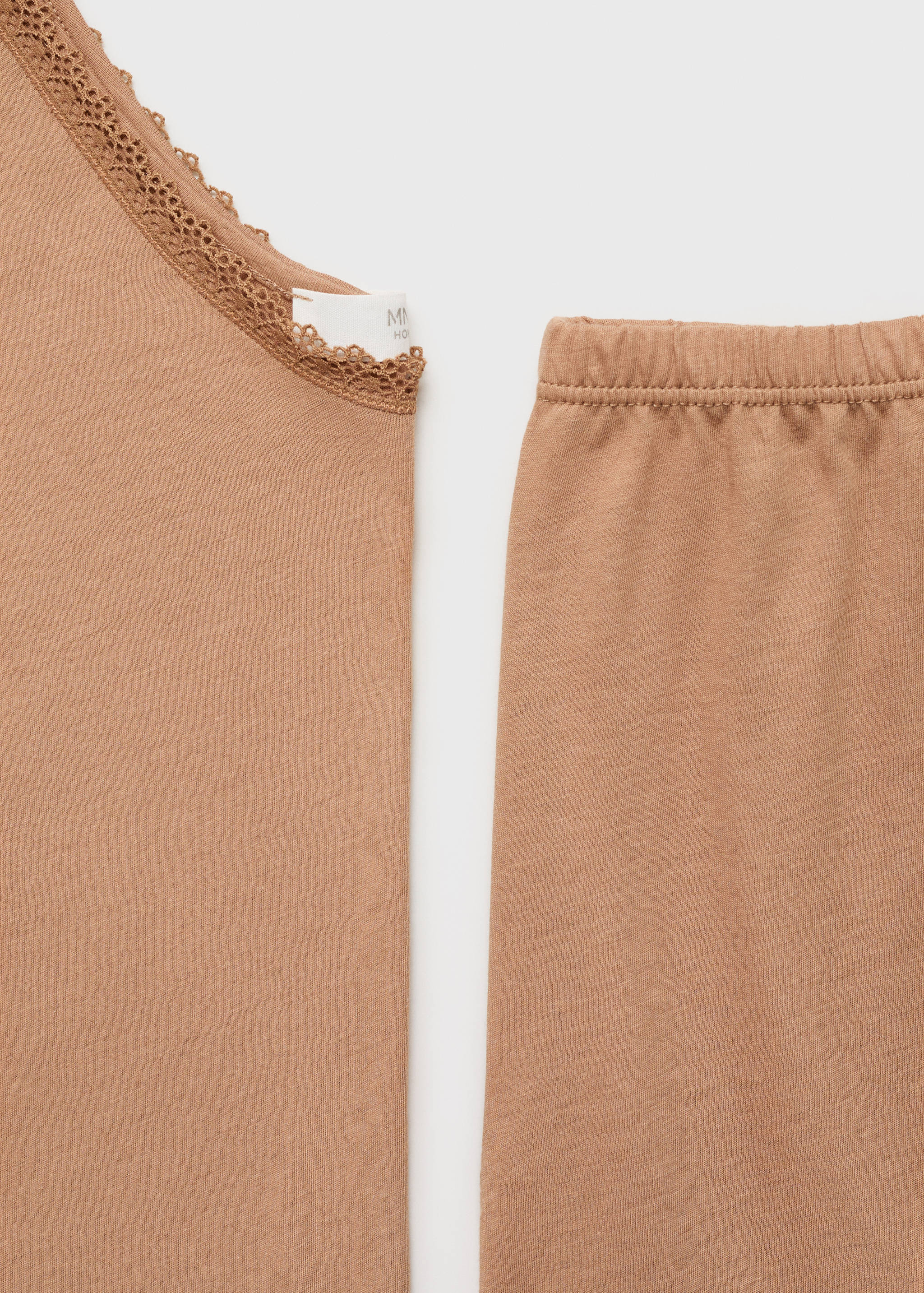 Cotton pyjama shorts with lace contrast - Details of the article 0