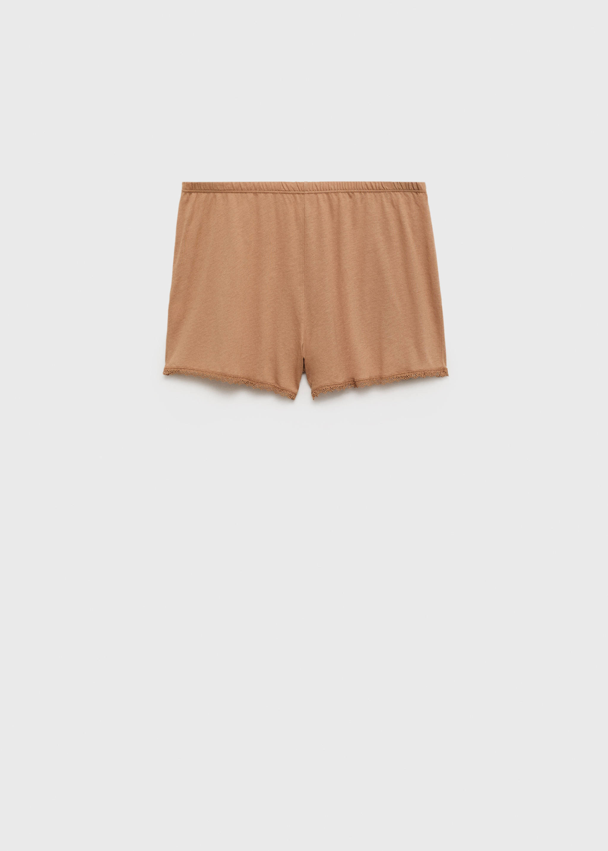 Mango Kontrast dantel pamuklu pijama şort görsel 5