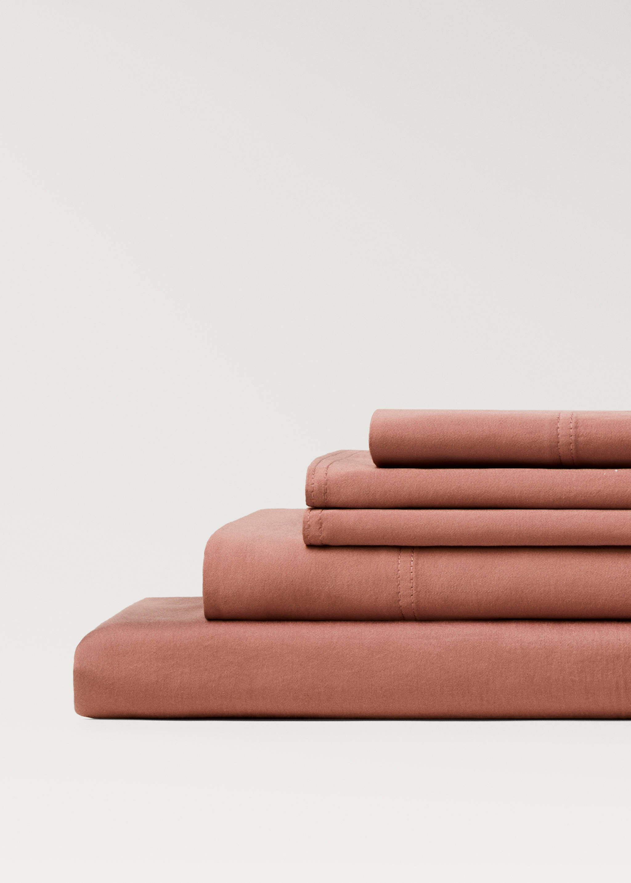 Washed cotton satin fitted sheet Queen bed - Details of the article 3