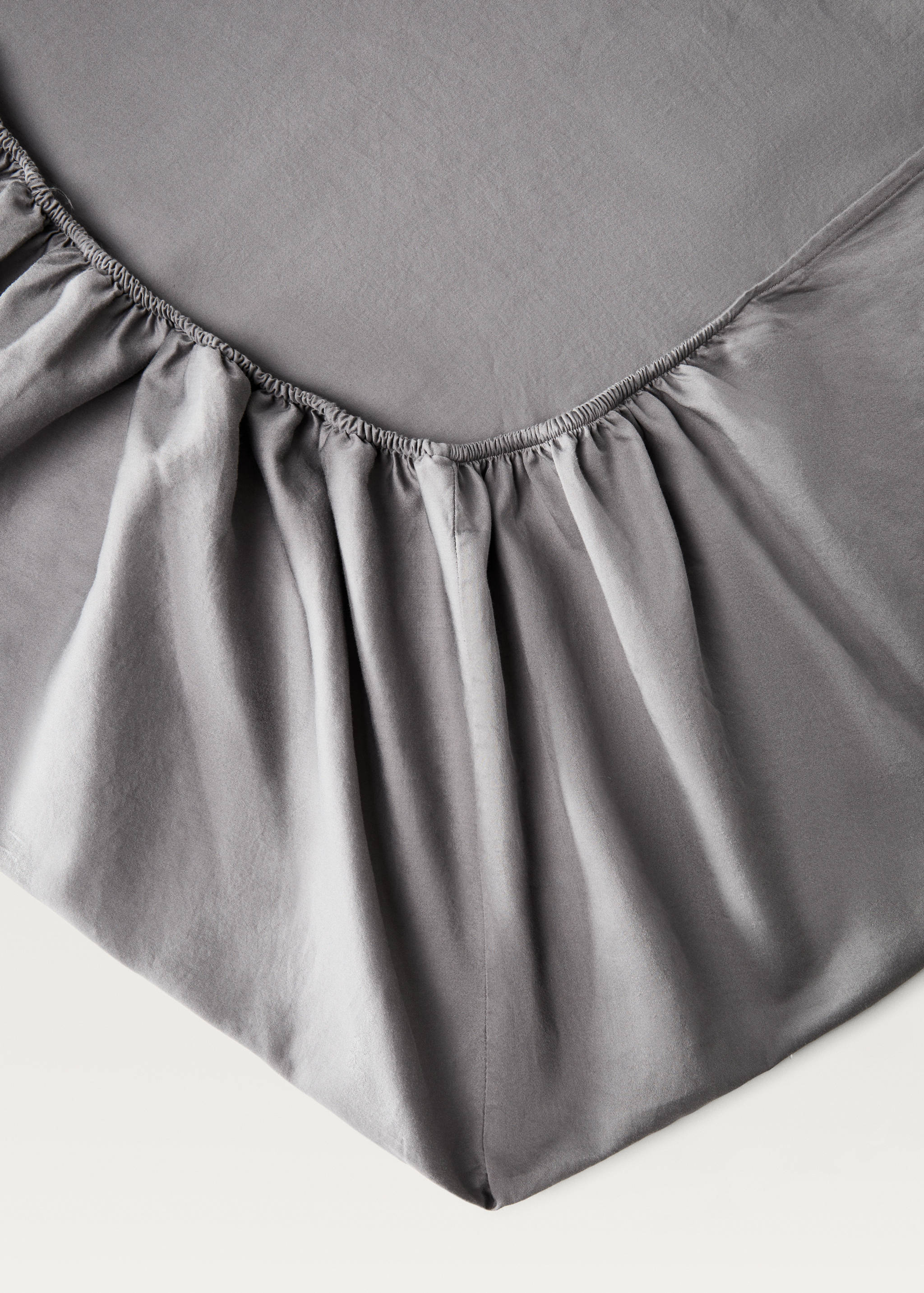 Washed cotton satin fitted sheet Queen bed - Details of the article 1