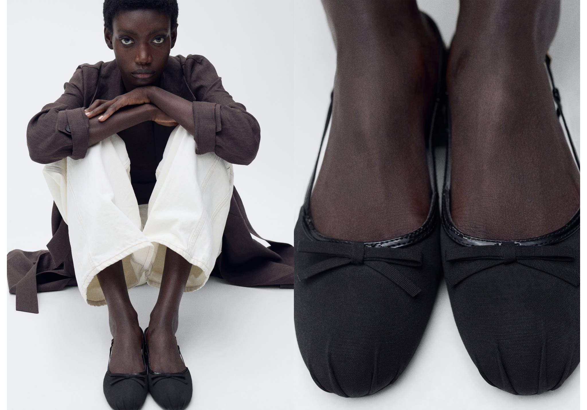 Ballet flats with decorative bow tie - Panoramic plane