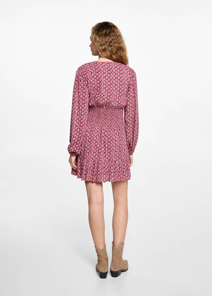 Printed short dress — Maroon
