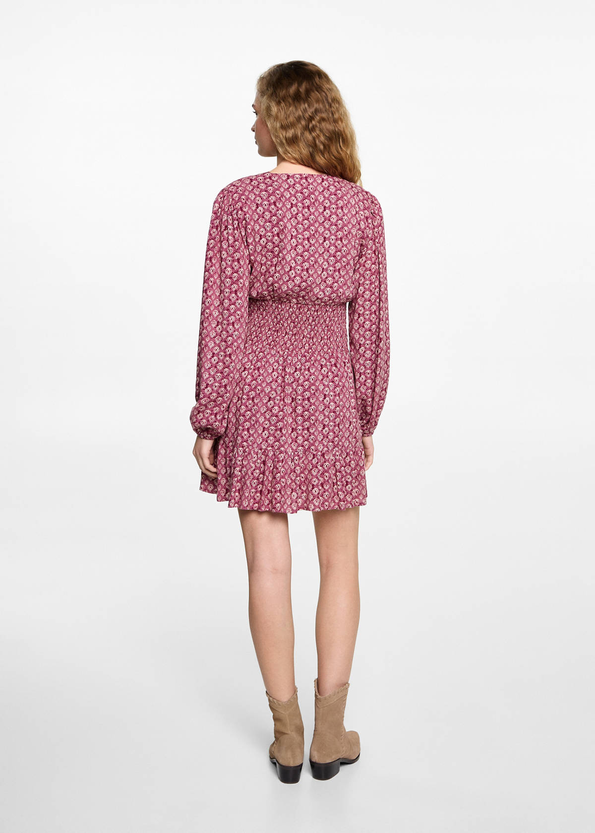 Printed short dress — Maroon