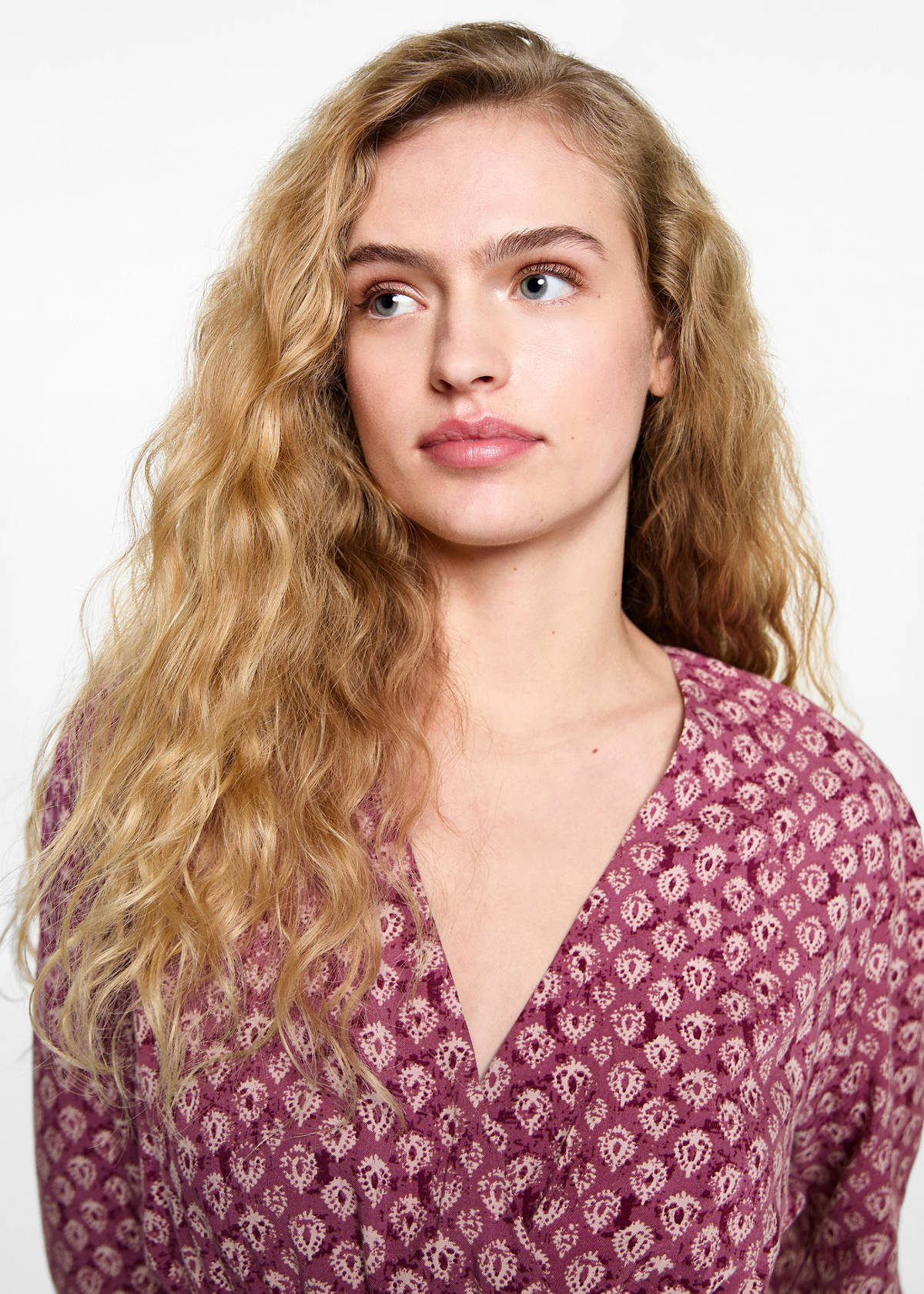 Printed short dress — Maroon