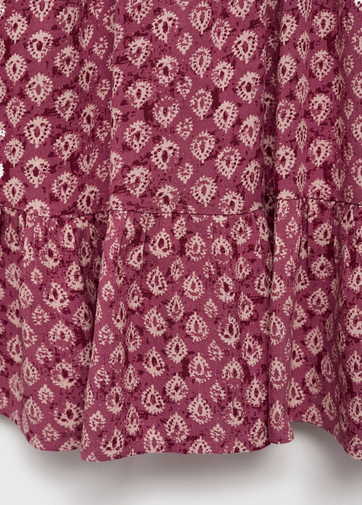 Printed short dress — Maroon
