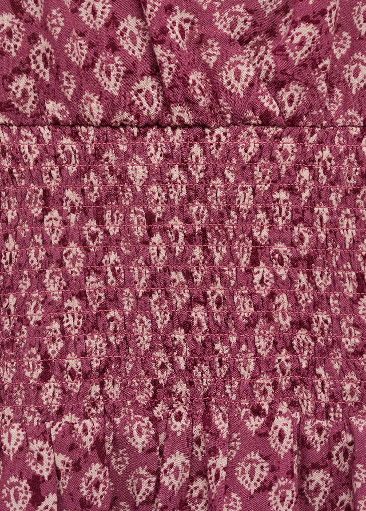 Printed short dress — Maroon