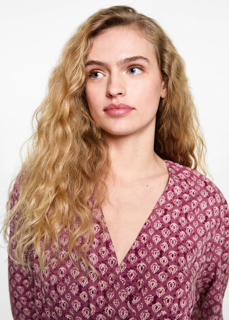 Printed short dress — Maroon