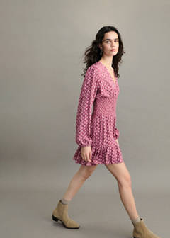 Printed short dress — Maroon 1