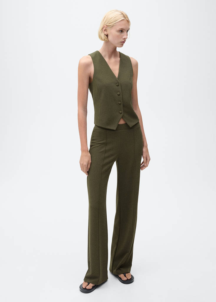 Straight knitted trousers — Khaki