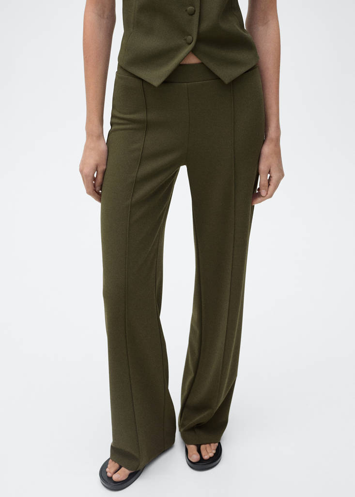 Straight knitted trousers — Khaki