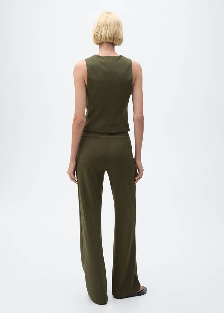 Straight knitted trousers — Khaki