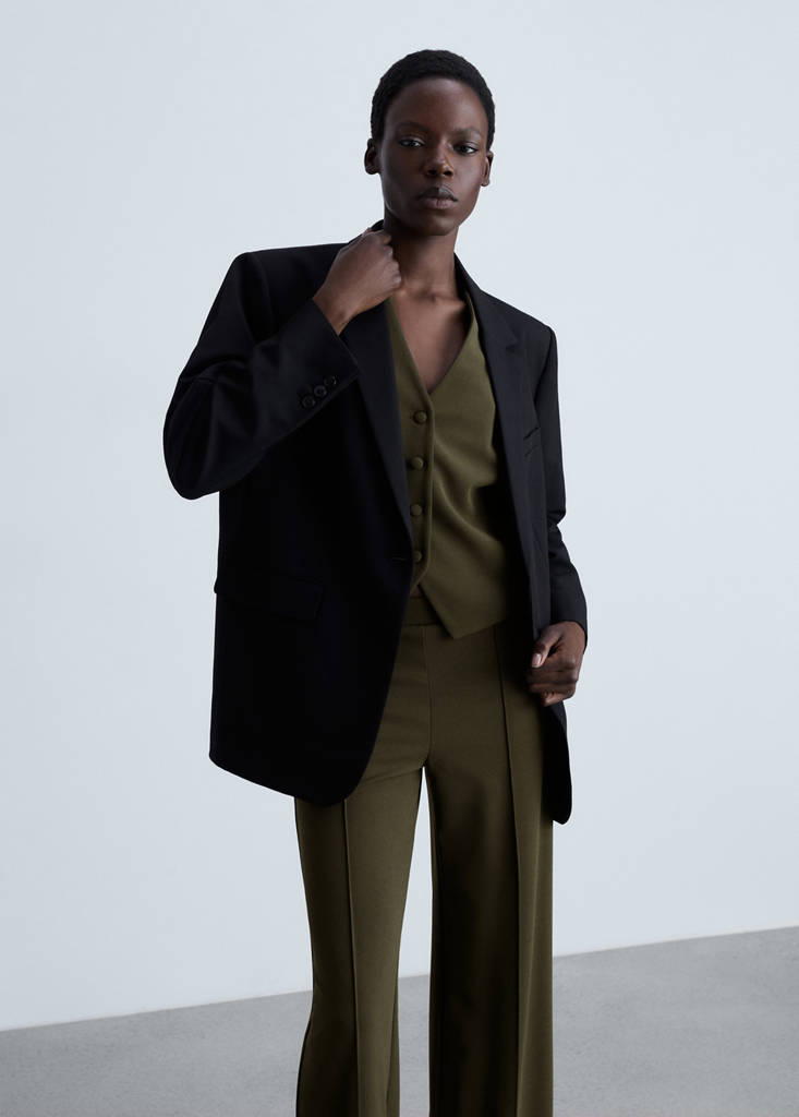 Straight knitted trousers — Khaki