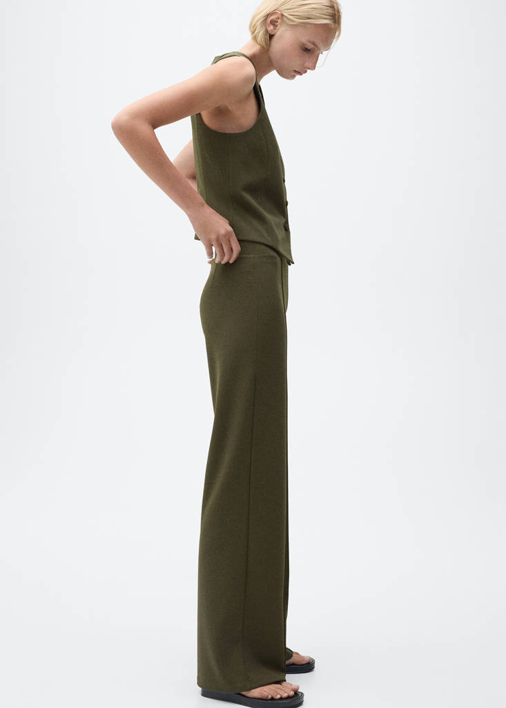Straight knitted trousers — Khaki