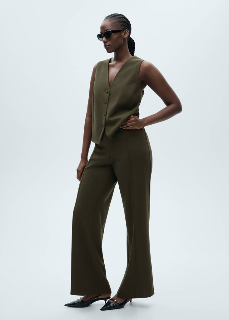 Straight knitted trousers — Khaki