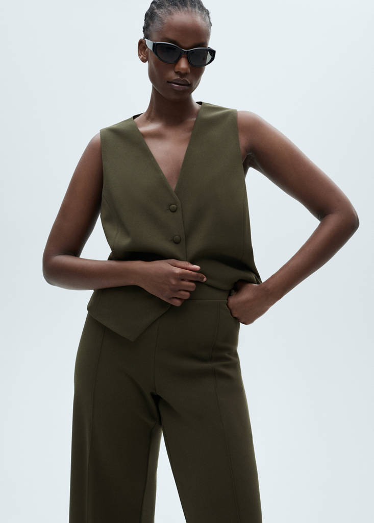 Straight knitted trousers — Khaki