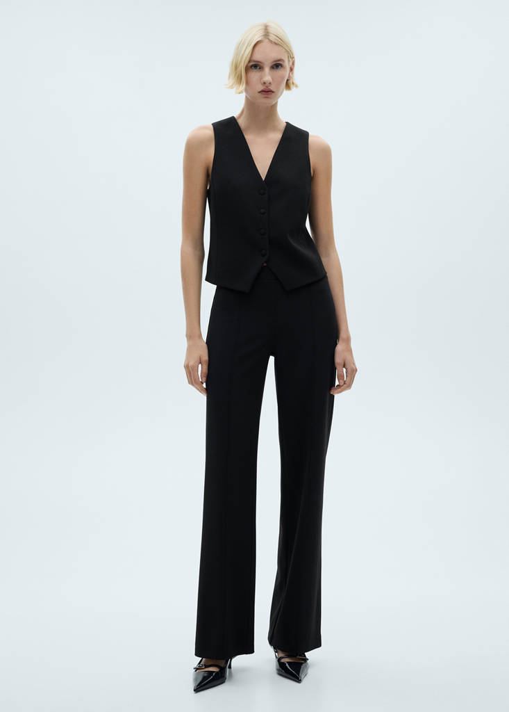 Straight knitted trousers — Black