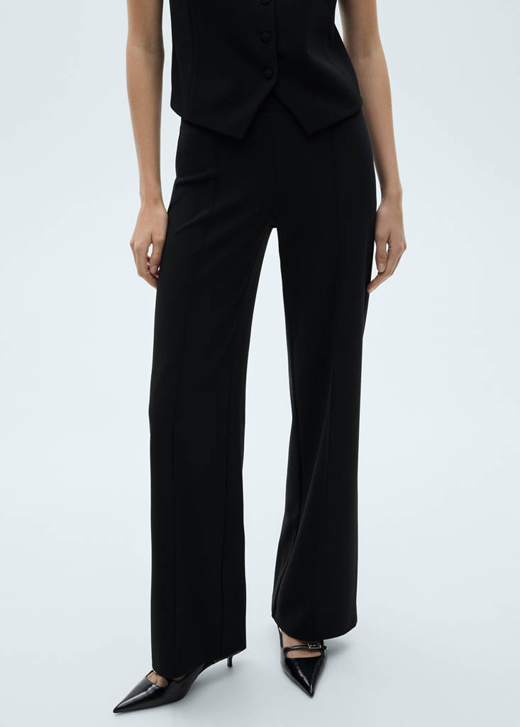 Straight knitted trousers — Black