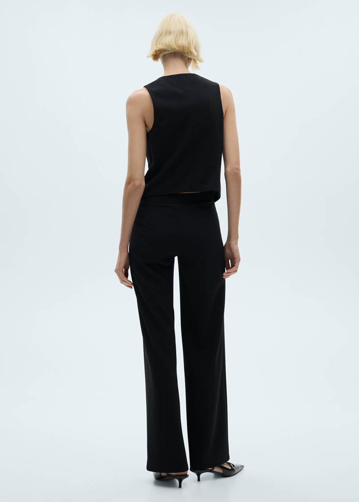 Straight knitted trousers — Black
