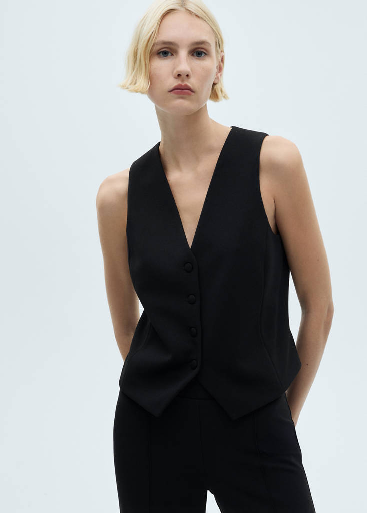 Straight knitted trousers — Black